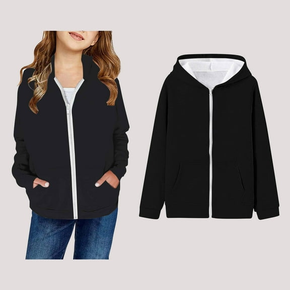 Kids Hoodie Zip up Hoodie Long Sleeve Pullover Tops Warm Fall Winter Clothes Girls 7-8 Years Clothes