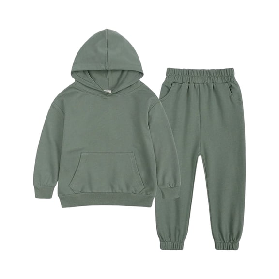 Kids Hoodie and Sweatpants Set Long Sleeve Pullover Hooded Top with Elastic Waist Jogger Pants Outfit for Boys Girls