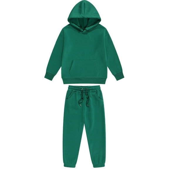 Kids Hoodie and Sweatpants Set Long Sleeve Pullover with Drawstring Waist Jogger Pants Two Piece Outfit for Boys Girls