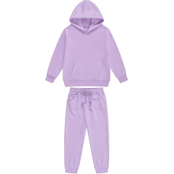 Kids Hoodie and Sweatpants Set Long Sleeve Pullover with Drawstring Waist Jogger Pants Two Piece Outfit for Boys Girls