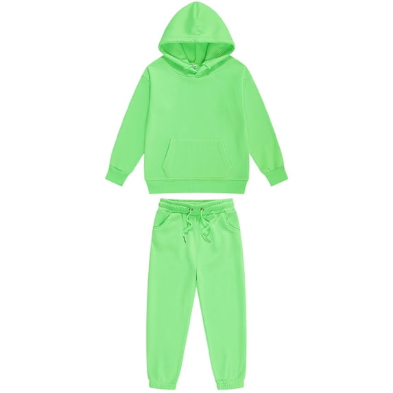 Kids Hoodie and Sweatpants Set Long Sleeve Pullover with Drawstring Waist Jogger Pants Two Piece Outfit for Boys Girls