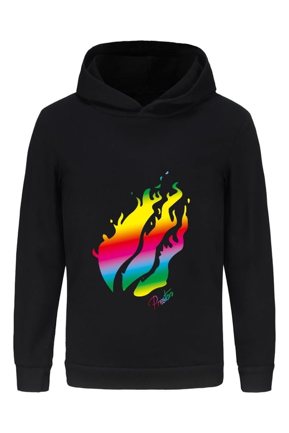 Kids Hoodie with Fire Graphic – Long Sleeve Pullover Sweatshirt in Inspired by Preston Playz Style