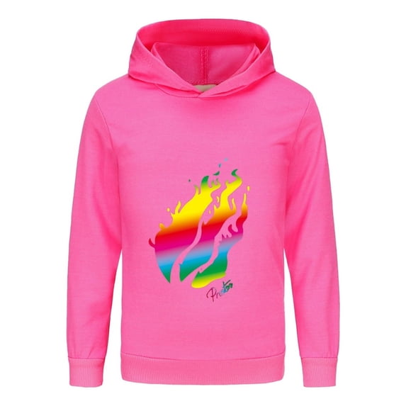 Kids Hoodie with Fire Graphic – Long Sleeve Pullover Sweatshirt in Inspired by Preston Playz Style