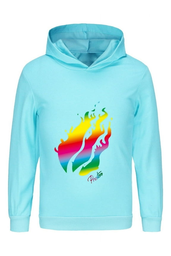 Kids Hoodie with Fire Graphic – Long Sleeve Pullover Sweatshirt in Inspired by Preston Playz Style