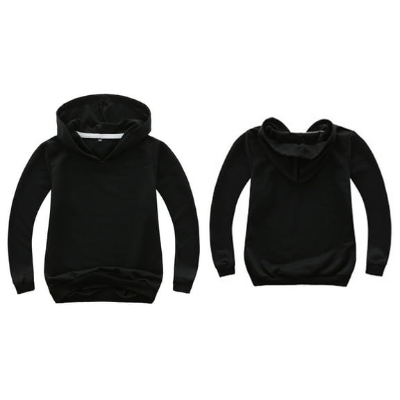 Kids Hoodies Black Hooded Casual Long Sleeve Hoodie Sweatershirt Pullover Fall Clothes Little Girls Clothes Size 5-6 Years