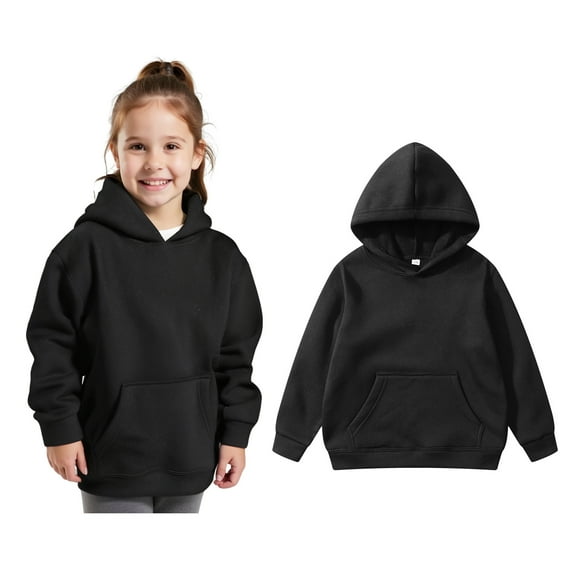 Kids Hoodies Boys Black Hoodie Long Sleeve Pullover Tops Fall Winter Clothes Kids Girls Clothes 6-8 Years