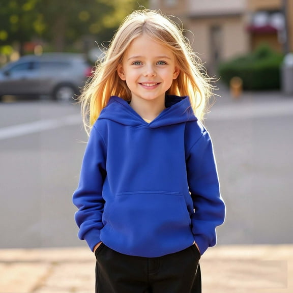 Kids Hoodies Boys Blue Hooded Long Sleeve Pullover Tops Fall Clothes Toddler Boy Clothes 4T