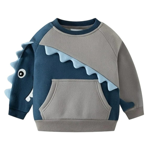 Kids Hoodies Boys Dinosaur Hoodie Pullover Sweatshirt Long Sleeve Casual Boys Sweatshirts Blue 1 Years-2 Years