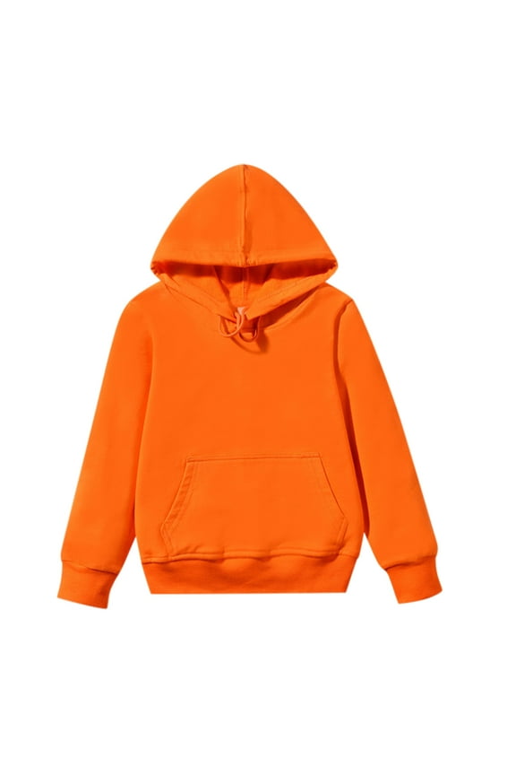 Kids Hoodies for Boys Girls Boys Girls Long Sleeve Solid Pullover Hooded Sweatshirt with Patchwork Design for Toddler Kids Comfortable Top 5-6 Years Orange