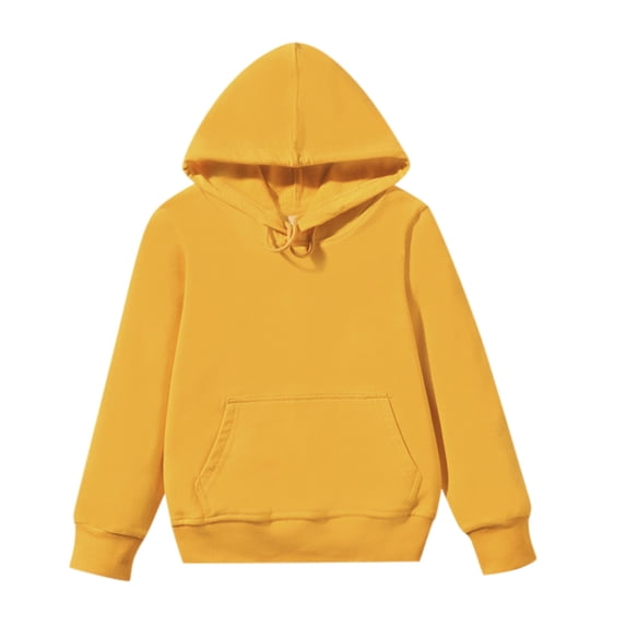 Kids Hoodies for Boys Girls Boys Girls Long Sleeve Solid Pullover Hooded Sweatshirt with Patchwork Design for Toddler Kids Comfortable Top 7-9 Years Yellow