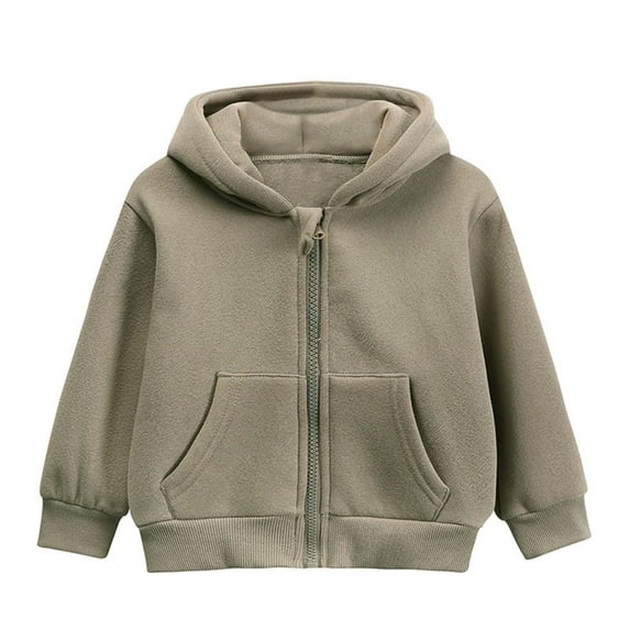 Kids Hoodies for Boys Girls Hoodies & Sweatshirts Long Sleeve Casual Zip Up Hoodie for Baby Boys Solid Color Winter Jacket Comfy Outerwear for Autumn and Winter 7-8 Years Khaki
