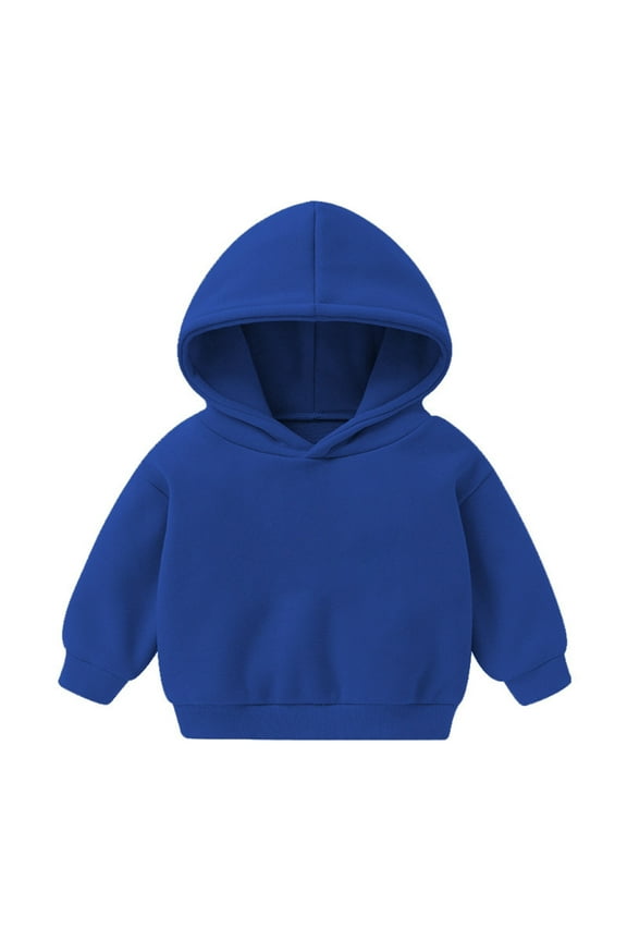 Kids Hoodies for Boys Girls Hoodies & Sweatshirts Toddler Boys Girls Pullover Sweatshirt Children Solid Plus Babies Hooded Color Top 18-24 Months Blue