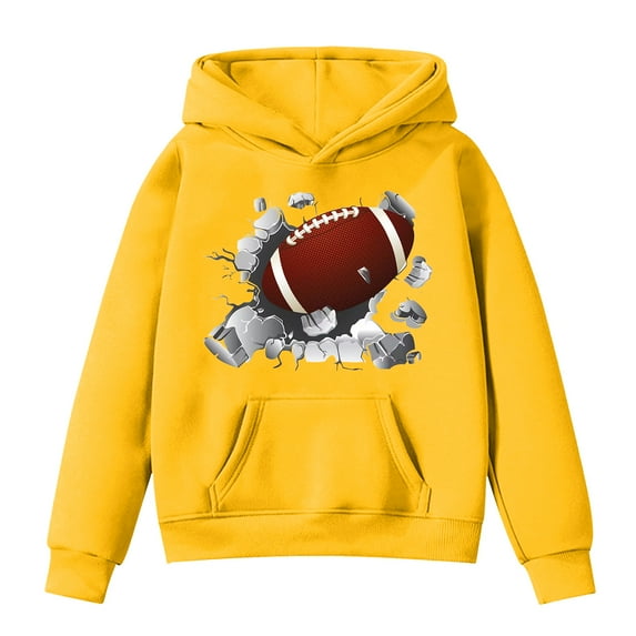 Kids Hoodies for Boys Girls Hoodies & Sweatshirts Toddler Kids Retro Sports Sweatshirt Football Fans Rugby Pullover Hoodie for Boys and Girls 5-6 Years Yellow