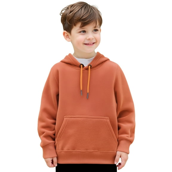 Kids Hoodies Boys Girls Long Sleeve Hooded Sweatshirt Top Orange Hoodie kids Fall Winter Clothes 8-10 Years Boys Clothes