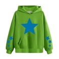 thumbnail image 1 of Kids Hoodies Boys Girls Stars Pattern Oversize Hooded Sweatshirts Drop Shoulder Pocket Cotton Pullover 4-14 Years (11 Years, Green), 1 of 4