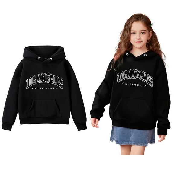 Kids Hoodies Boys Kids Letter Pattern Hooded Long Sleeve Pullover Tops Fall Winter Clothes Kids Girls Clothes 7-8 Years