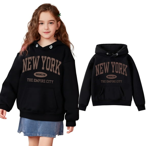 Kids Hoodies Boys Kids New York City Letter Print Hooded Casual Long Sleeve Classic Hoodie Winter Clothes Little Girls Clothes 5-6 Years Kids Clothes