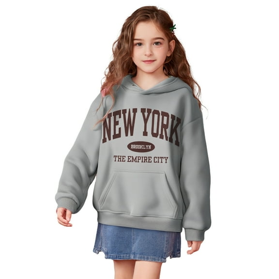 Kids Hoodies Boys Kids New York City Letter Print Hooded Lightweight Long Sleeve Hoodies Fall Winter Clothes Size 7-8 Years Girls Clothes Kids Clothes