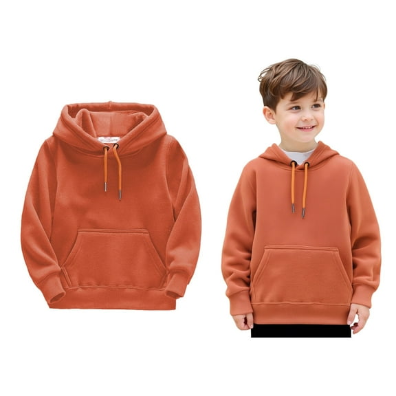 Kids Hoodies Boys Kids Orange Hoodies Casual Long Sleeve Hoodies Fall Winter Clothes Little Girls Clothes 8-10 Years