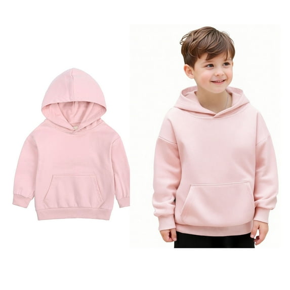 Kids Hoodies Boys Kids Pink Hooded Long Sleeve Lightweight Pullover Tops Loose Sweatshirt Warm Fall Winter Clothes Little Girls Clothes 8-9 Years