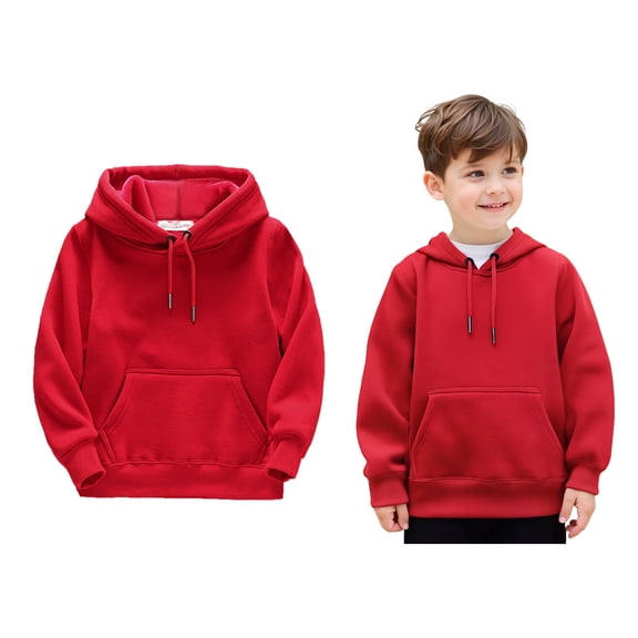 Kids Hoodies Boys Kids Red Hooded Long Sleeve Pullover Tops Winter Clothes Baby Girls Clothes 4-5 Years
