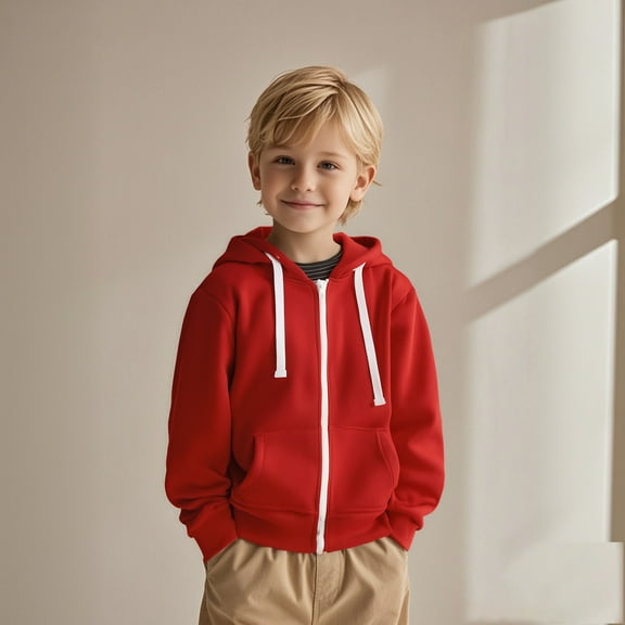 Kids Hoodies Boys Kids Red Hoodie Long Sleeve Hooded Sweatshirt Top Fall Winter Clothes Girls Size 3T Clothes