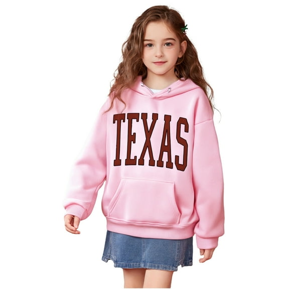 Kids Hoodies for Boys Kids Texas Letter Print Hoodie Long Sleeve Pullover Tops Warm Fall Winter Clothes Toddler Girls Clothes 4-5 Years Girls Clothing