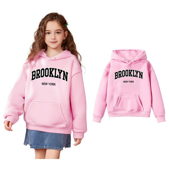 Kids Hoodies Boys Letter Pattern Hoodie Long Sleeve Pullover Tops Warm Fall Winter Clothes Girls Tops Size 4-5 Years