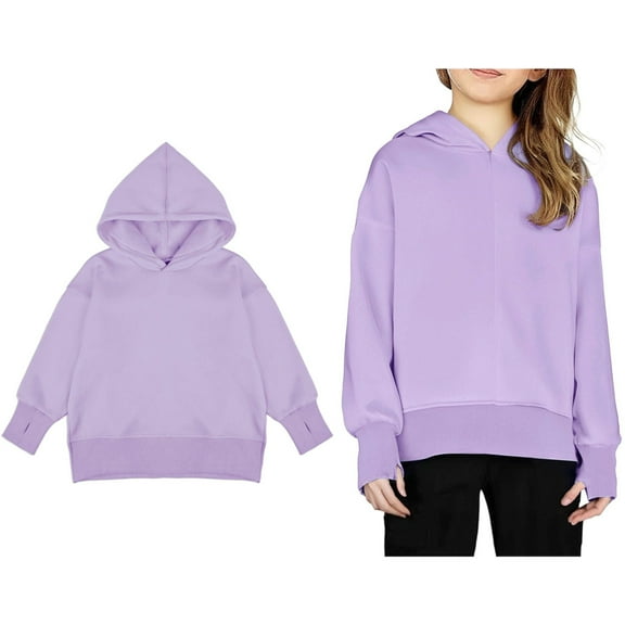 Kids Hoodies Boys Light Purple Hooded Long Sleeve Hooded Sweatshirt Top Fall Clothes Size 9-10 Years Girls Clothes