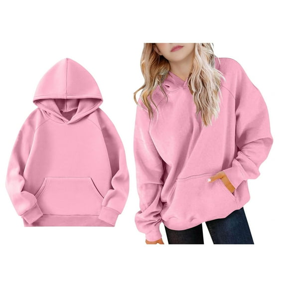 Kids Hoodies Boys Pink Hooded Long Sleeve Soft Sweatshirts Top Fall Winter Clothes Toddler Girl Clothes 5-6 Years