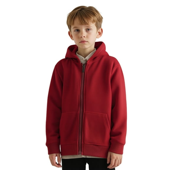 Kids Hoodies for Boys Red Full-Zip Hoodies Long Sleeve Hooded Sweatshirt Top Warm Fall Winter Clothes Little Girls Clothes Size 5-6 Years Kids Clothes