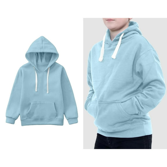 Kids Hoodies Boys Sky Blue Hoodies Casual Long Sleeve Sweatshirts Jackets Fall Clothes Girls Clothes Size 4-5 Years