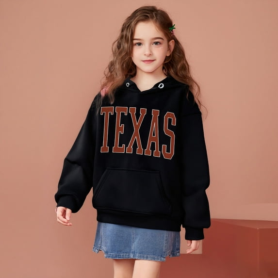 Kids Hoodies Boys Texas Letter Print Hoodies Casual Long Sleeve Sweatshirts Jackets Warm Fall Winter Clothes Toddler Girl Clothes 7-8 Years Kids Clothes