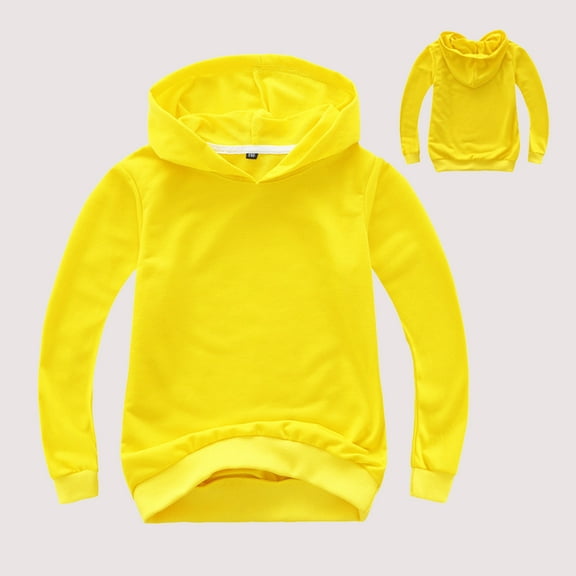 Kids Hoodies Boys Yellow Hooded Casual Long Sleeve Classic Hoodie Winter Clothes 8-9 Years Girls Clothes