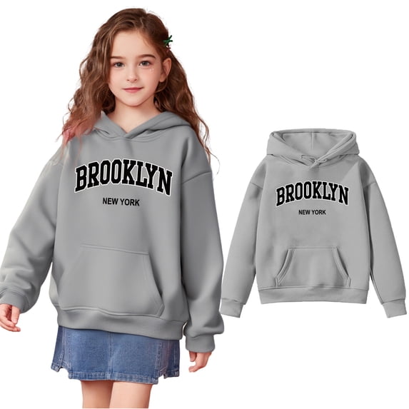Kids Hoodies Brooklyn Letter Print Hoodies Casual Long Sleeve Sweatshirts Jackets Winter Clothes Kids Clothes Boys Size 4-5 Years Girls Clothing