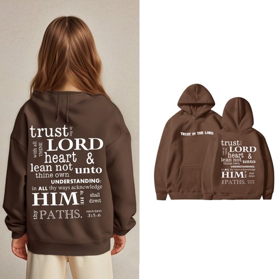 Kids Hoodies Christian Sweatshirts Long Sleeve Graphic Hoodies Warm Loose Pullover Top Winter Clothes Boy Clothes 9-10 Years Cute Boy Girl Clothing