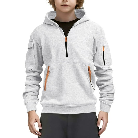 Kids Hoodies Fashion Long Sleeve Pullover Tops Fall Winter High Neck Sweatshirt with Pockets Size 5-15