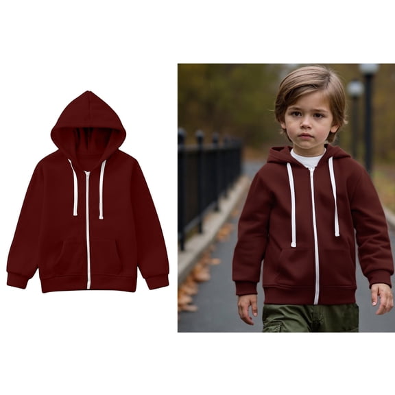 Kids Hoodies Full Zip Hoodies Casual Long Sleeve Classic Hoodie Winter Clothes Little Girl Clothes 3-4 Years