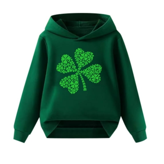 Kids Hoodies Girls 14-16 Crew Neck Girls Tops Machine Washable St. Patrick's Sweatshirts Toddler Fall Coat Kids Winter Outfits Outerwear Green