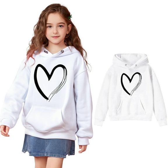 Kids Hoodies for Girls Kids Heart Graphic Print Hoodies Long Sleeve Pullover Hoodie Sweatshirt Winter Clothes 4-5 Years Toddler Girl Clothes Kids Clothes