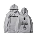 thumbnail image 1 of Kids Hoodies Girls Long Pullover Hooded Sweatshirt Letter Cross Print Tops for Boys with Pockets 10-11 Years,Grey, 1 of 2