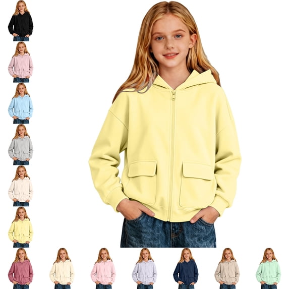 Kids Hoodies Girls Long Sleeve Comfortable Sweatshirt with Pockets Girl's Breathable Tops