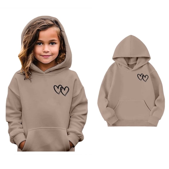 Kids Hoodies Girls Valentines Sweatshirt Long Sleeve Casual Heart Sweatshirt Crewneck Pullover Sweatshirt Girls Tops 5-6 Years