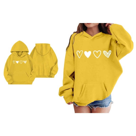 Kids Hoodies Girls Valentines Sweatshirt Long Sleeve Heart Sweatshirt Crewneck Pullover Sweatshirt for Girls 5-6 Years