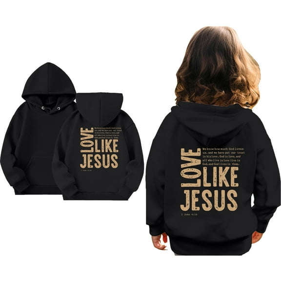 Kids Hoodies Jesus Loves You Hoodie Long Sleeve Graphic Sweatshirt Warm Loose Pullover Top Fashion Winter Clothes Boy Clothes 6-7 Years Cute Boy Girl Clothing
