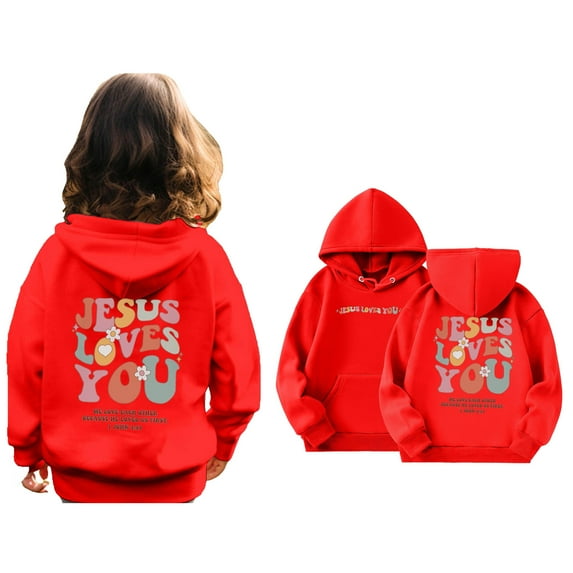 Kids Hoodies Jesus Loves You Hoodies Long Sleeve Graphic Sweatshirt Comfy Oversize Pullover Top Cute Clothes Teen Girl Trendy Clothes 9-10 Years Cute Boy Girl Clothing