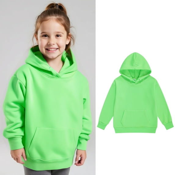 Kids Hoodies Kids Green Hoodie Casual Long Sleeve Hooded Sweatshirt Top Fall Clothes Boys 6-7 Years Clothes Girls Clothing