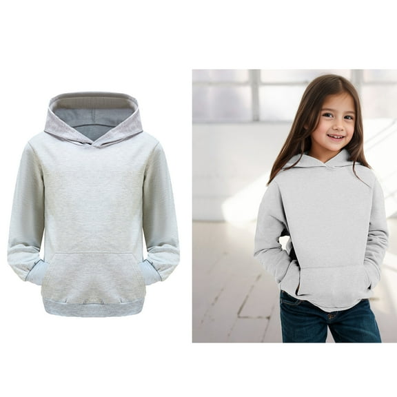 Kids Hoodies Kids Grey Hooded Casual Long Sleeve Classic Hoodie Warm Fall Winter Clothes Girl Clothes 6-7 Years