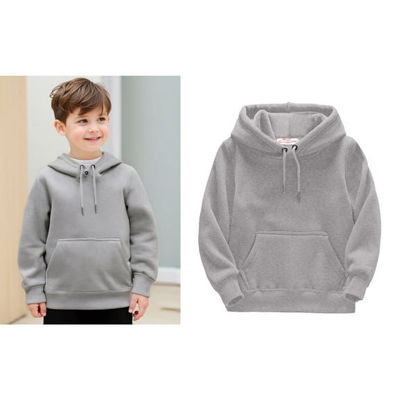 Kids Hoodies Kids Grey Hooded Casual Long Sleeve Hoodie Sweatershirt Pullover Warm Fall Winter Clothes Girls Clothes 4-5 Years