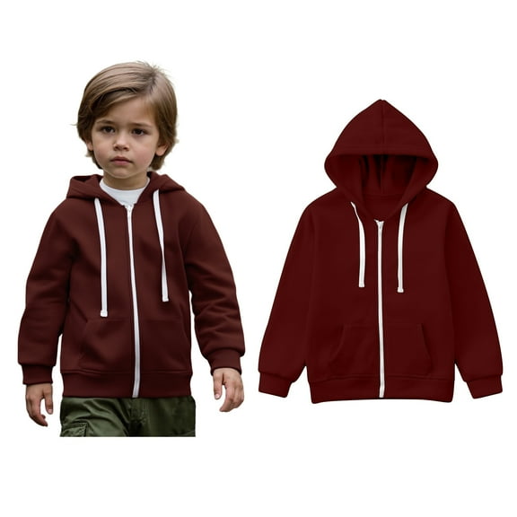 Kids Hoodies Kids Zip up Hooded Casual Long Sleeve Hoodies Winter Clothes Boys 6-7 Years Clothes